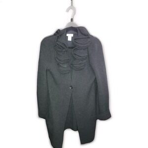 Soft Surroundings Sweater‎ Womens Small Green Grey Alpaca Wool Blend Pockets LS